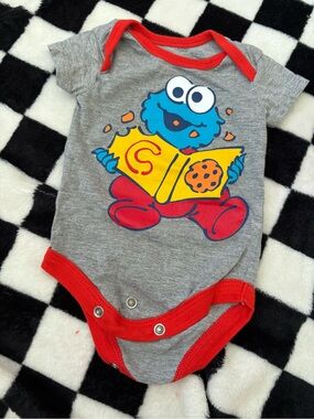 3/6 month Sesame Street Cookie Monster diaper shirt
